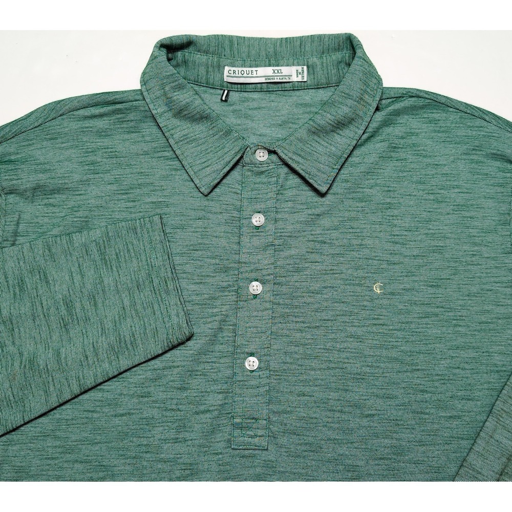 CRIQUET Long Sleeve Polo Shirt Polyester Cotton Modal Green XXL 2XL
